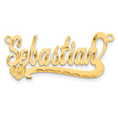Sterling Silver/Gold-plated Diamond-Cut Heart Name Plate - 3