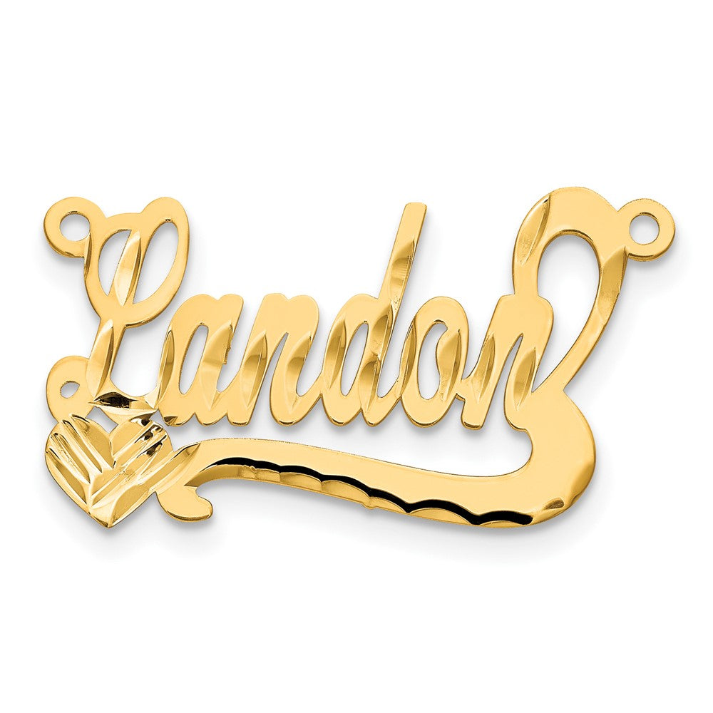 Sterling Silver/Gold-plated Diamond-Cut Heart Name Plate - 3