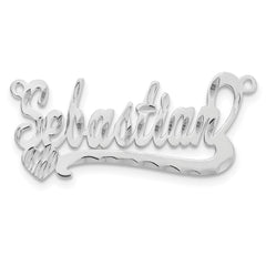 10k White Gold Diamond-cut Heart Name Plate - 5