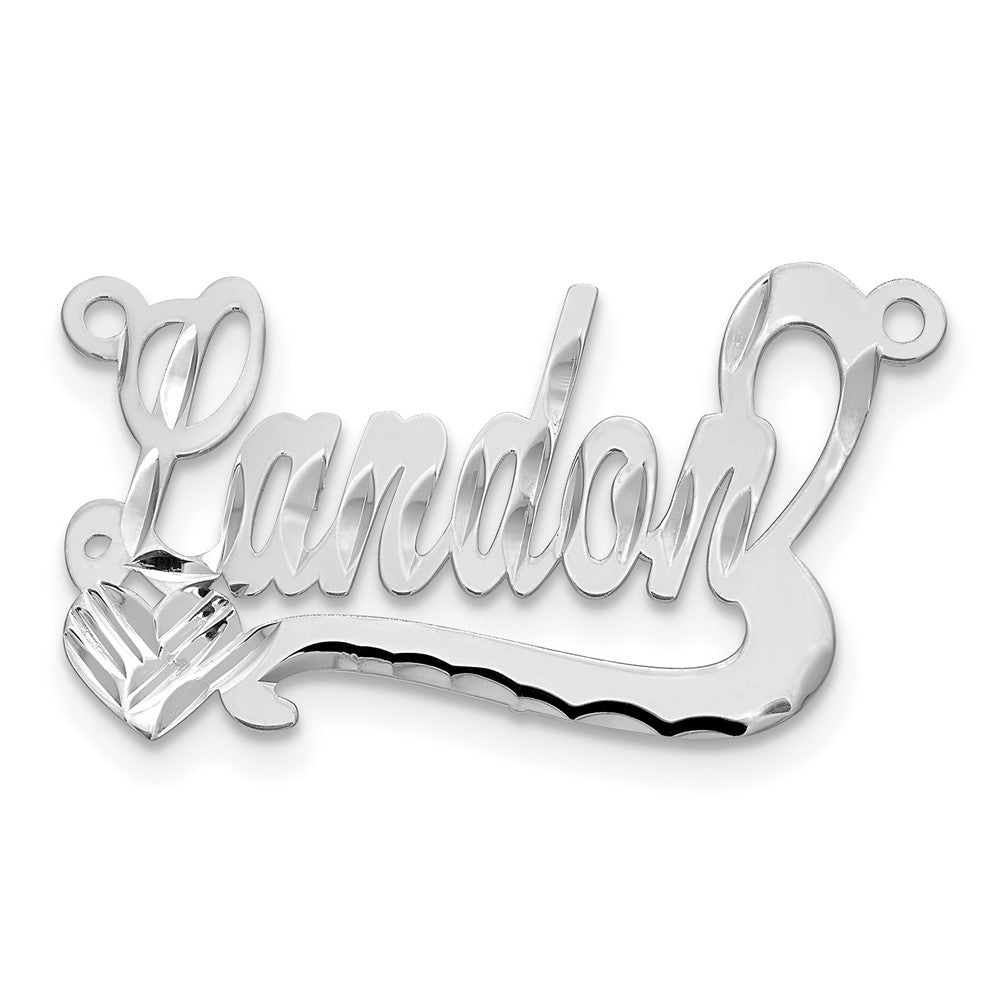 14k White Gold Diamond-cut Heart Name Plate - 3