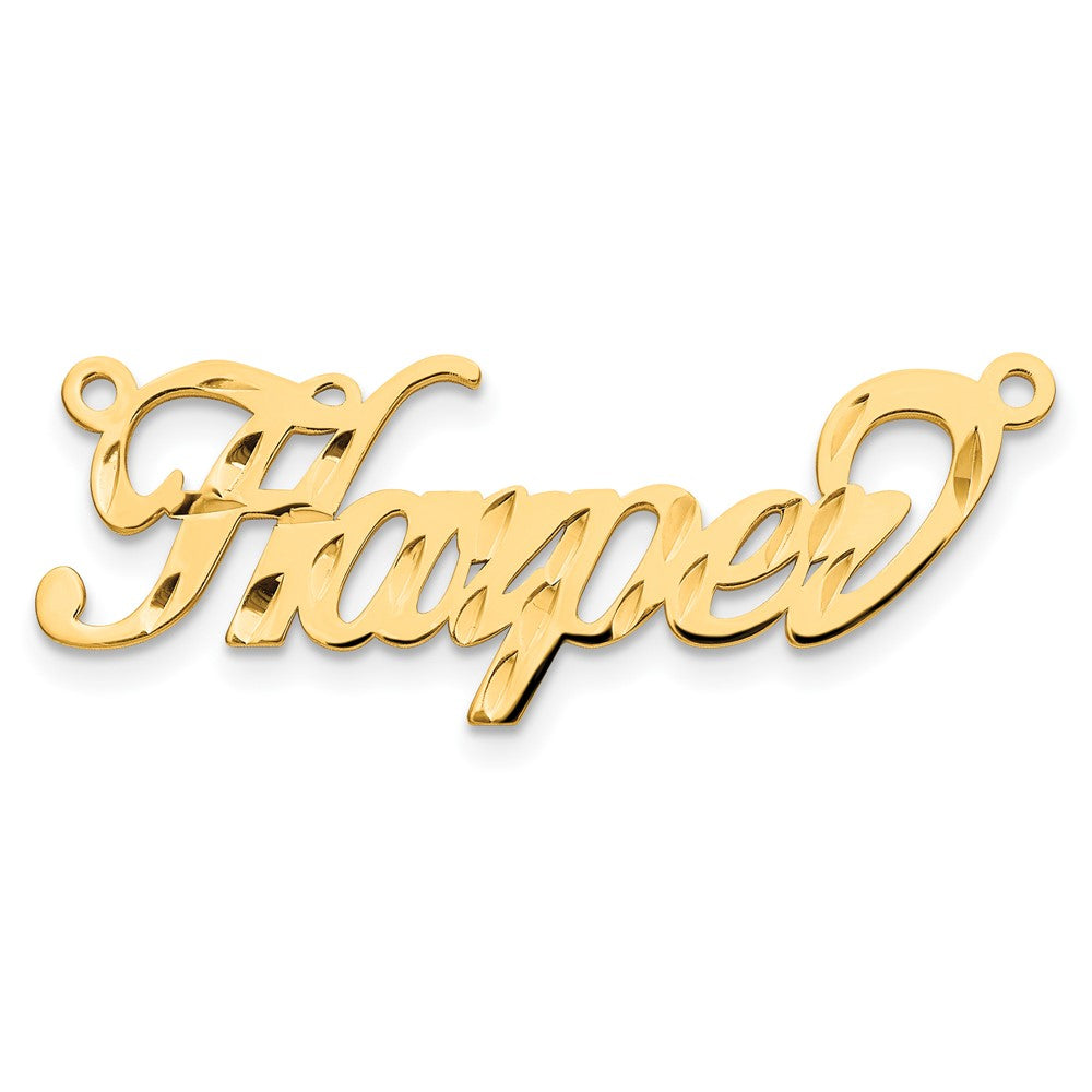 14k Yellow Gold Diamond-cut Name Plate - 4