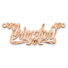Sterling Silver/Rose-plated Diamond-cut Hearts Name Plate