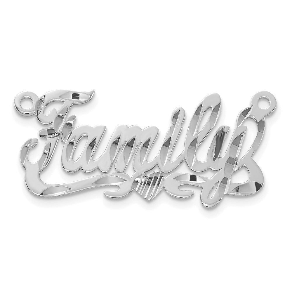10k White Gold Diamond-cut Heart Name Plate - 4