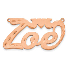 Sterling Silver/Rose-plated Satin Diamond-cut Heart Name Plate - 4