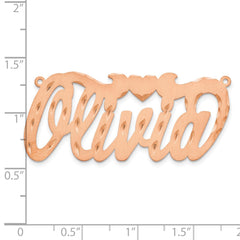 Sterling Silver/Rose-plated Satin Diamond-cut Heart Name Plate - 4
