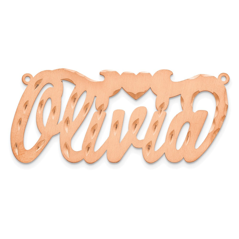 Sterling Silver/Rose-plated Satin Diamond-cut Heart Name Plate - 4