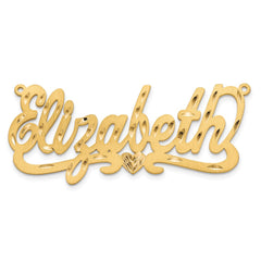 Sterling Silver/Gold-plated Satin Diamond-cut Heart Name Plate - 3