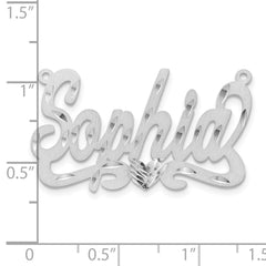 14k White Gold Satin Diamond-cut Heart Name Plate - 2