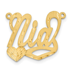 14k Yellow Gold Satin Diamond-cut Heart Name Plate - 5