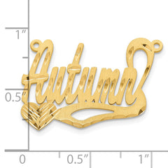 14k Yellow Gold Satin Diamond-cut Heart Name Plate - 5