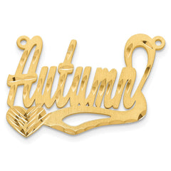 14k Yellow Gold Satin Diamond-cut Heart Name Plate - 5