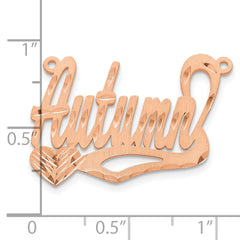 14k Rose Gold Satin Diamond-cut Heart Name Plate - 5