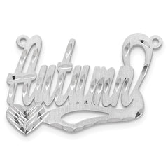 Sterling Silver/Rhodium-plated Satin Diamond-cut Heart Name Plate - 4