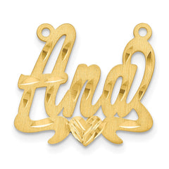 14k Yellow Gold Satin Diamond-cut Heart Name Plate - 6