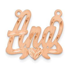 Sterling Silver/Rose-plated Satin Diamond-cut Heart Name Plate - 8
