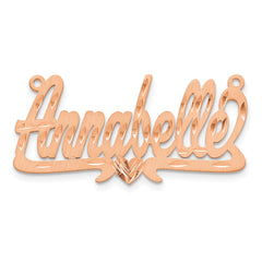 Sterling Silver/Rose-plated Satin Diamond-cut Heart Name Plate - 8