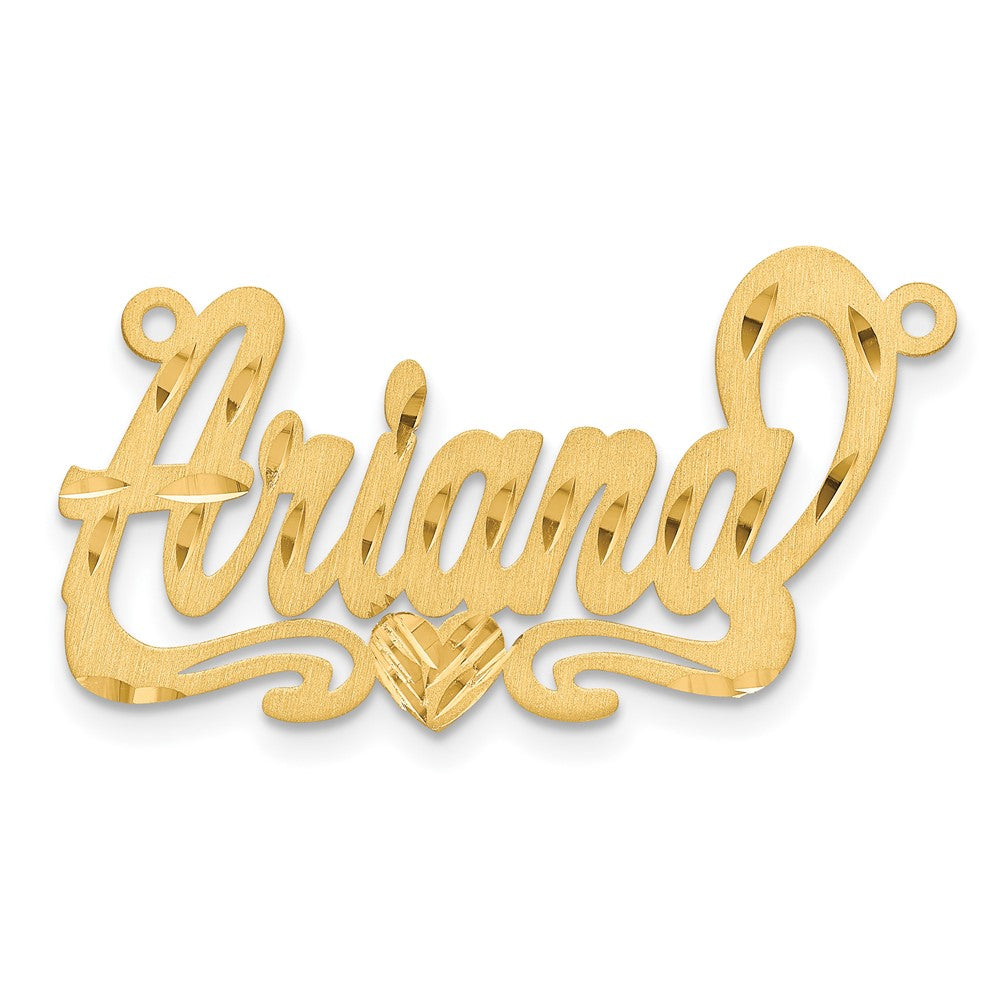 14k Yellow Gold Satin Diamond-cut Heart Name Plate - 8