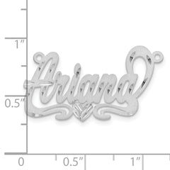 14k White Gold Satin Diamond-cut Heart Name Plate - 8