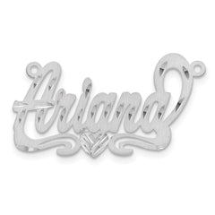 Sterling Silver/Rhodium-plated Satin Diamond-cut Heart Name Plate - 6