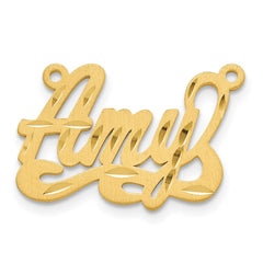 14k Yellow Gold Satin Diamond-cut Name Plate - 2