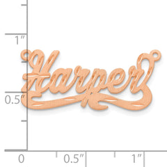 14k Rose Gold Satin Diamond-cut Name Plate - 4