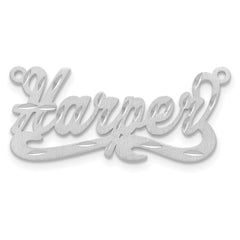 14k White Gold Satin Diamond-cut Name Plate - 5