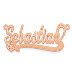 14k Rose Gold Satin Diamond-cut Heart Name Plate - 7