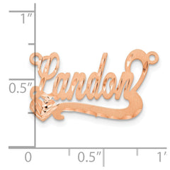 14k Rose Gold Satin Diamond-cut Heart Name Plate - 7