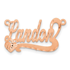 14k Rose Gold Satin Diamond-cut Heart Name Plate - 7