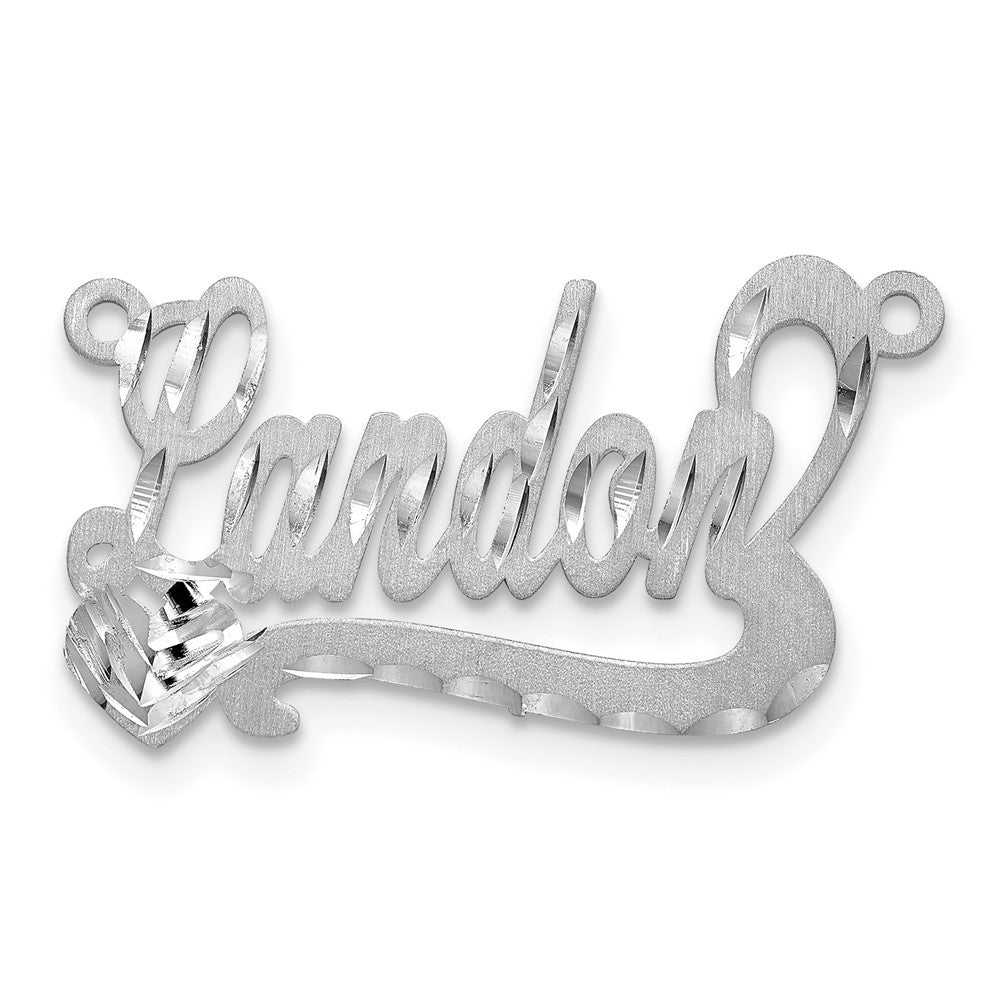 10k White Gold Satin Diamond-cut Heart Name Plate