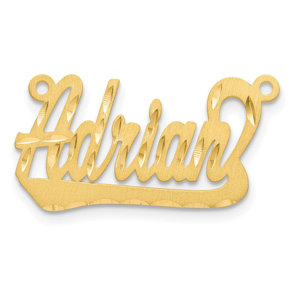 14k Yellow Gold Satin Diamond-cut Underlined Name Plate
