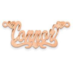 Sterling Silver/Rose-plated Satin Diamond-cut Hearts Name Plate