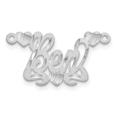 10k White Gold Satin Diamond-cut Hearts Name Plate