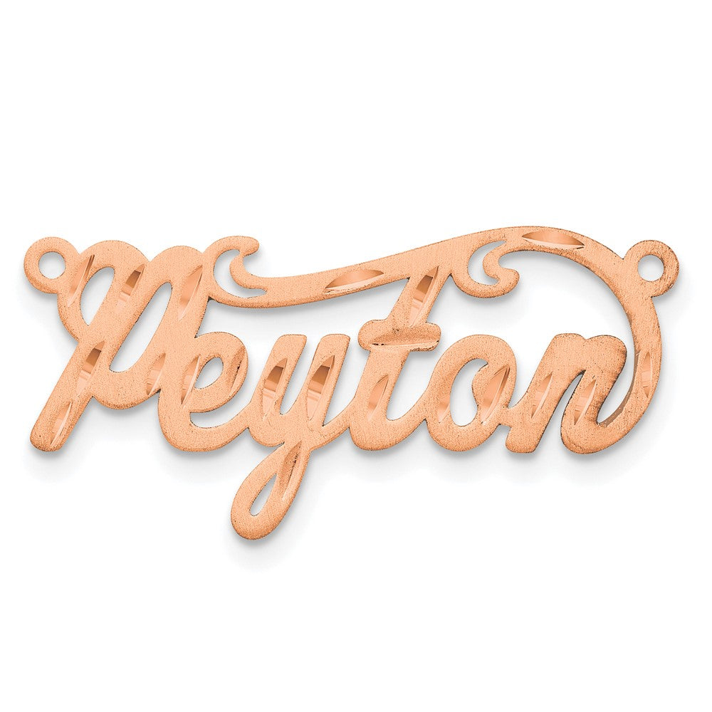 14k Rose Gold Satin Diamond-cut Name Plate - 3