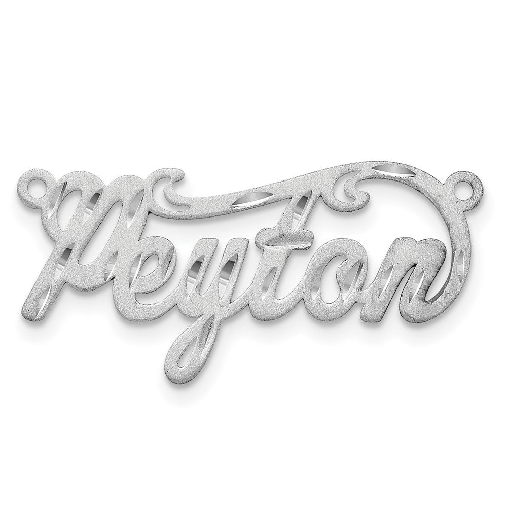 Sterling Silver/Rhodium-plated Satin Diamond-cut Name Plate - 4
