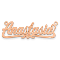 Sterling Silver/Rose-plated Satin Diamond-cut Heart Name Plate - 5
