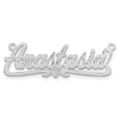 Sterling Silver/Rhodium-plated Satin Diamond-cut Heart Name Plate - 5