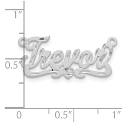 10k White Gold Satin Diamond-cut Heart Name Plate - 3