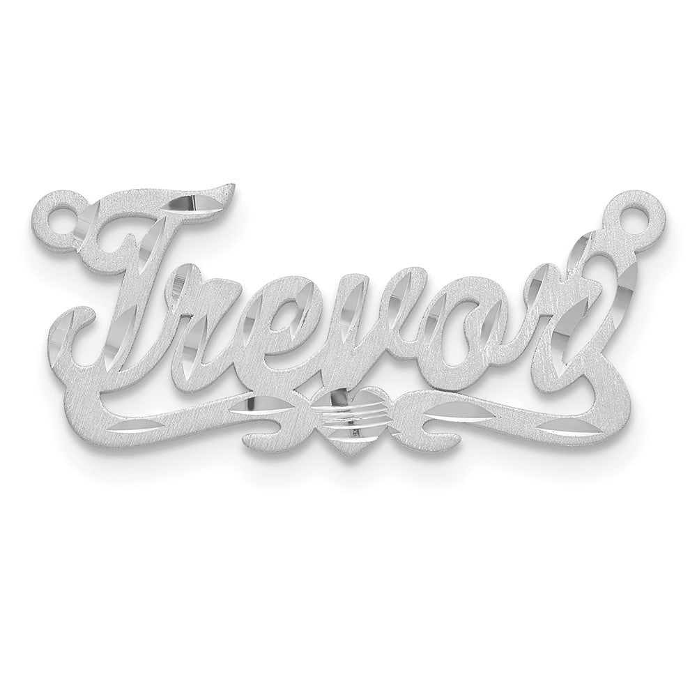 10k White Gold Satin Diamond-cut Heart Name Plate - 3