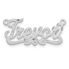 Sterling Silver/Rhodium-plated Satin Diamond-cut Heart Name Plate - 5
