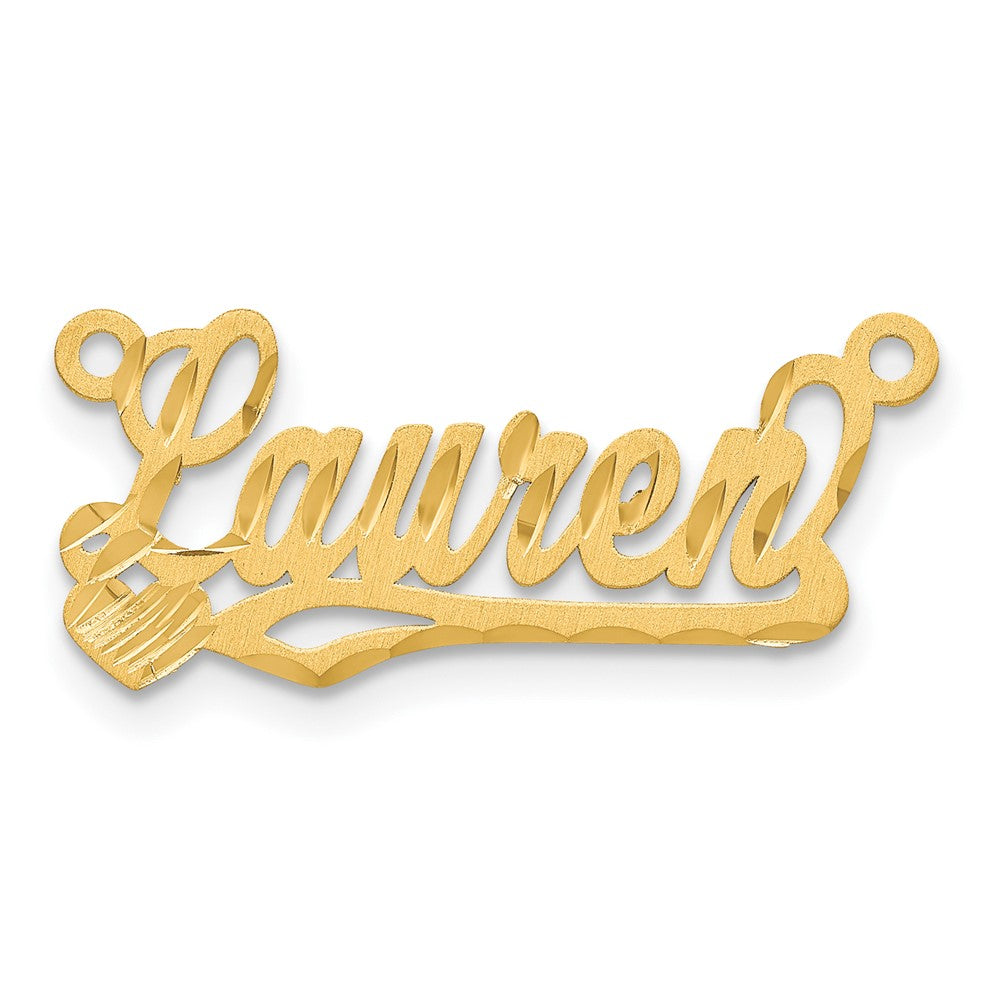 Sterling Silver/Gold-plated Satin Diamond-cut Heart Name Plate - 2