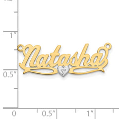 14k Two-tone 3D with Heart Diamond Name Plate - 2