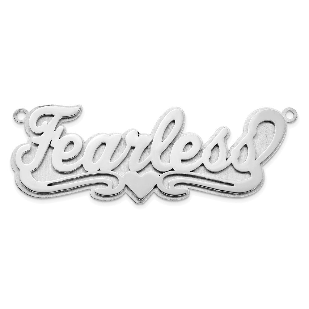 10k White Gold 3D Polished Heart Name Plate