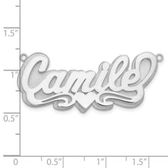 Sterling Silver/Rhodium-plated 3D Polished Heart Name Plate