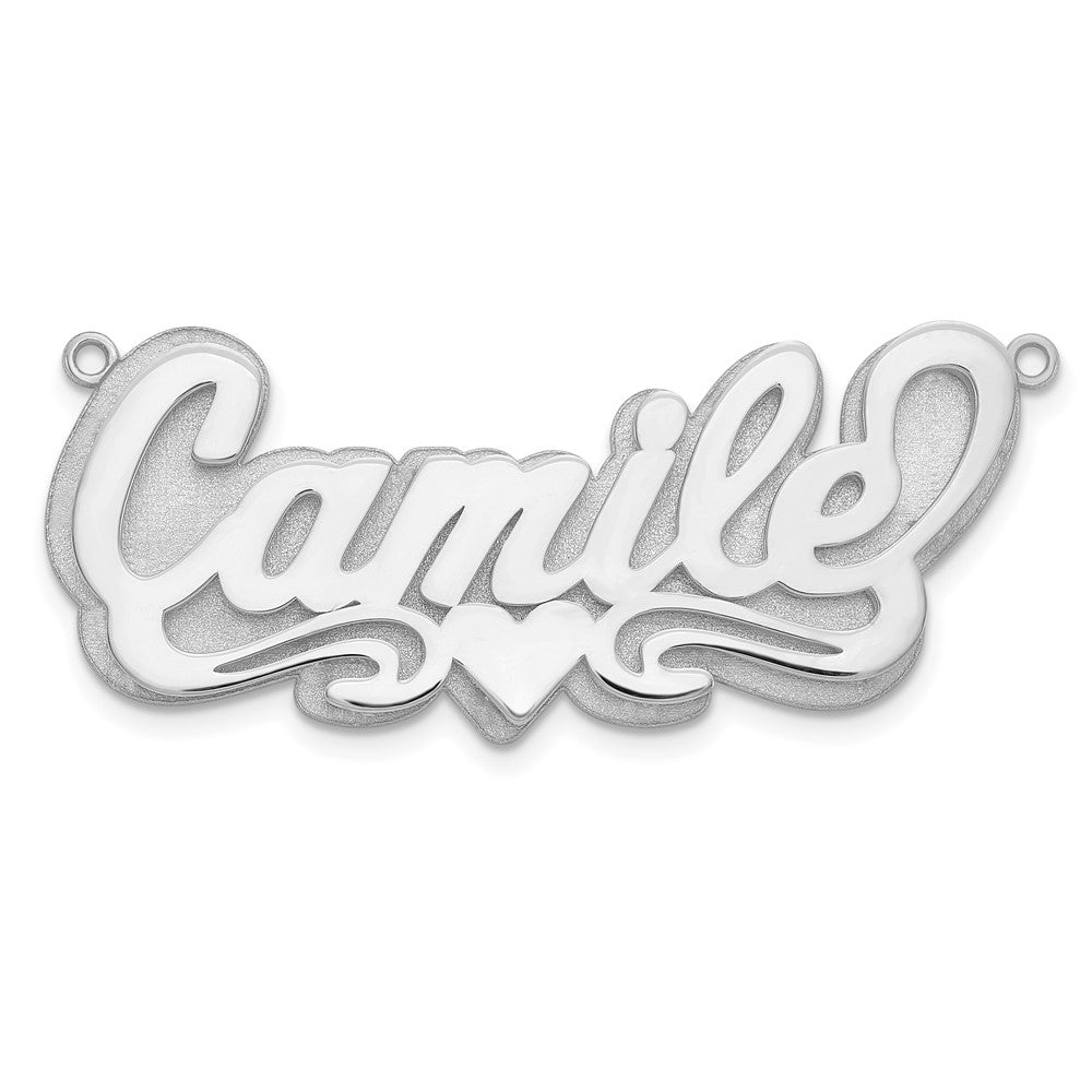 10k White Gold 3D Polished Heart Name Plate