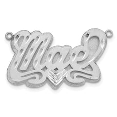 10k White Gold 3D Satin Diamond-cut Heart Name Plate