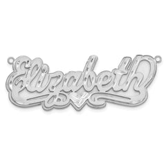 10k White Gold 3D Satin Diamond-cut Heart Name Plate