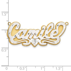 14k 3D Two-tone Satin Diamond-cut Name Plate