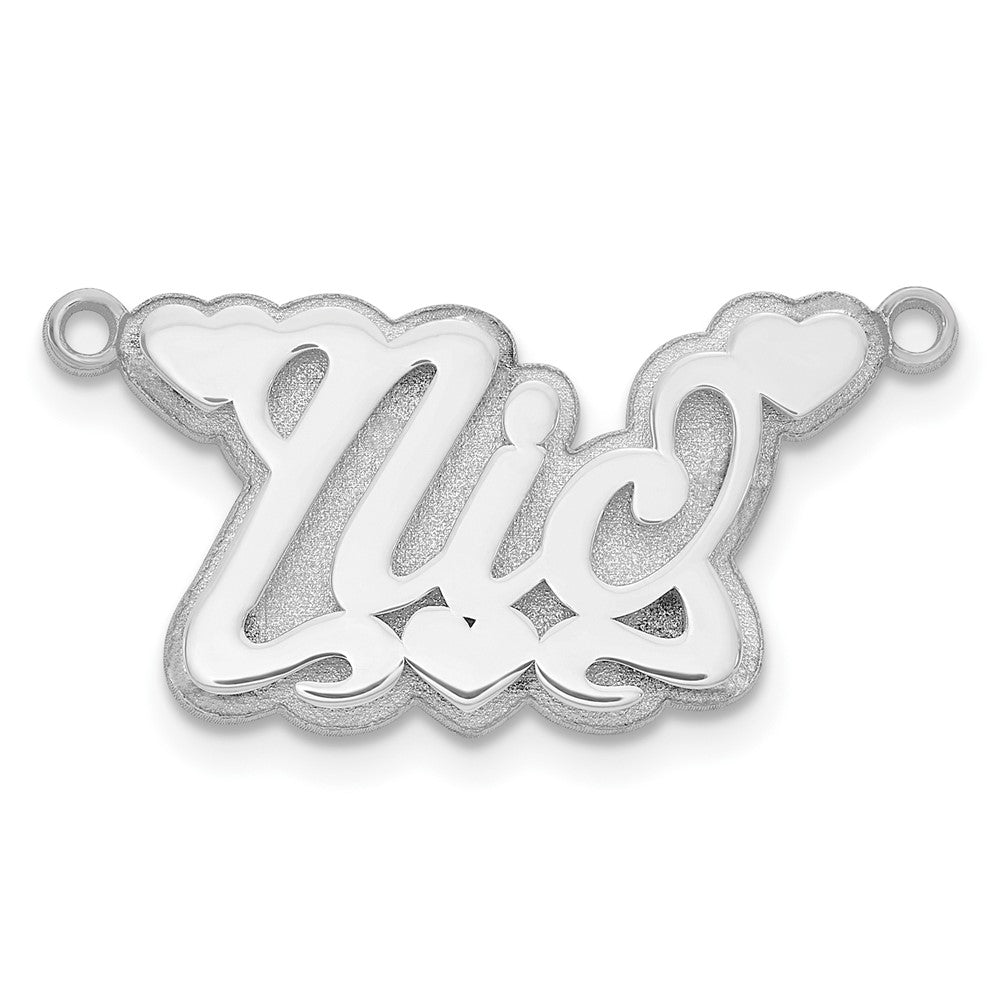 10k White Gold 3D Polished Hearts Name Plate