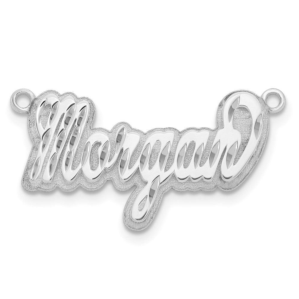 14k White Gold 3D Diamond-cut Name Plate - 2